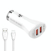 LDNIO C511Q 36W QC 3.0 Phone Fast Charger Dual-USB Ports Smart Car Charger with 8 Pin Cable