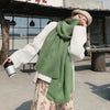 Winter Students All-Match Knitting Thickening Warm Small Fresh Scarf, Size:210 x 40cm(Avocado-Avocado Green)