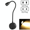 3W Flexible Goose Neck Warm White LED Reading Lamp Light , 160 LM 3000-3200K Wall Mount Light Wall Sconce Lamp, Got the CE / FCC Certification, Goose Neck Length: 30cm, US/EU Plug, Default Delivery US Plug