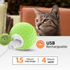 Self-Rolling Luminous Cat Toy Ball (Green) - 5cm, USB Rechargeable