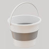 Small 5L Folding Thickened Portable Plastic Bucket Outdoor Fishing Barrel Car Travel Wash Barrel(White Gray)