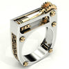 Mechanical Two-Tone Ring Gear Novelty Jewelry Ring, Size: 12