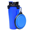 Portable Pet Travel Bowl & Water Bottle (Blue) - Leakproof, 350ml