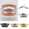 Hip Hop Accessories Gold Tooth Set Real Gold Plating Smooth Upper Eight Lower Six Denture Set(Silver)