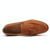 Men Leather Shoes Suede Tassels Slip-on Peas Shoes, Size:42(Brown)