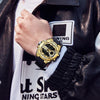 SANDA 6092 Luminous Dual Time Display Waterproof Sports Watch(Black Gold)