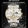 OLEVS 2859 Men Multifunctional Luminous Waterproof Quartz Watch(White + Gold)