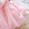 Female Baby Cartoon Rabbit Ears Shape Hooded Imitation Rabbit Fur Shawl Coat, Kid Size:80cm/8(Pink)