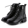Round Head Low-profile Women Ankle Boots, Shoes Size:35(Black)