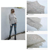 Ladies Loose Off Shoulder Ripped Long-Sleeved Turtleneck Autumn Knitted Sweater, Size:L(Wine Red)