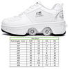 Two-Purpose Skating Shoes Deformation Shoes Double Row Rune Roller Skates Shoes, Size: 42(High-top With Light (White))
