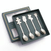 4pcs /Pack Christmas Stainless Steel Spoon Tableware Gift Set, Color: Silver Green Box
