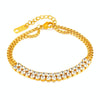 OPK GS1523 Stainless Steel Double Chain Double Row Diamonds Simple Bracelet, Color: Gold