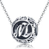 S925 Sterling Silver 26 English Letter Beads DIY Bracelet Necklace Accessories, Style:M