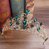 Crystal Wedding Crown Bride Crown Headband Accessories Hair Jewelry Ornaments(Green)