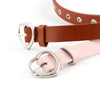 3PCS Narrow Thin Leather Silver Metal Heart Buckle Belts for Women, Belt Length:105cm(WHITE)