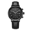 OCHSTIN 6076C Multifunctional Quartz Waterproof Men Leather Watch(Black+Black)