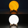 18cm Touch Control 3D Print Jupiter Lamp, USB Charging 2-Color Changing Energy-saving LED Night Light with Wooden Holder Base