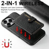 For iPhone 12 Pro Max Suteni H20 Cross-Grain MagSafe Horizontal Card Bag Back Phone Case(Black)