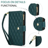 For Samsung Galaxy A56 5G YM016 Rhombic Zipper Card Wallet Leather Phone Case with Lanyard(Green)