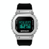 SANDA 9006 LED Digital Display Square Dial Sports Electronic Watch for Men and Women(Black Silver)