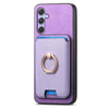 For Samsung Galaxy M54 / F54 5G Retro Cross Leather Ring Vertical Insert Card Bag MagSafe Phone Case(Purple)