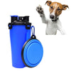 Portable Pet Travel Bowl & Water Bottle (Blue) - Leakproof, 350ml
