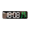 671  Mirror Screen Digital LED Alarm Clock USB Plug-in/Battery Dual-use With Temperature/Humidity Display(Black Shell White Green)