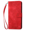 For Redmi K70 YX0080 Grid Butterfly Embossed Pattern Flip Leather Phone Case with Lanyard(Red)