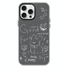 For iPhone 14 Pro Skin Feeling Jelly TPU Hybrid PC Phone Case(Doodle Puppy Black)