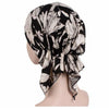 Stretch Cotton Printed Turban Cap Chemotherapy Cap Toe Cap, Size:One Size(Big Flower On Black)