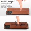 For iPhone 12 mini Fierre Shann Full Coverage Protective Leather Case with Holder & Card Slot(Brown)