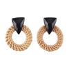 Rattan Wooden Vintage Handmade Dangle Earrings(Black)