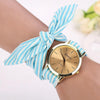 Women Fashion Striped Fabric Strap Quartz Watch(Baby Blue)