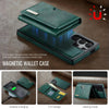 For Samsung Galaxy S24 Ultra 5G DG.MING M6 Series RFID Tri-fold Card Bag Removable Leather Phone Case(Green)