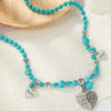 Bohemian Turquoise Natural Stone Sweater Vintage Pendant, Model: N2203-15 Leaf Model
