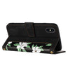 For iPhone XS / X Floral Pattern Leather Phone Case with Lanyard(Black)