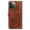 For iPhone 12 Pro Lace Floral Embossed Magnetic Buckle Leather Phone Case(Brown)