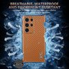 For Samsung Galaxy S23 Ultra 5G AZNS Electroplated Edge Carbon Fiber Texture Phone Case(Brown)