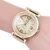 FULAIDA Women Rhinestone Gold Powder PU Leather Strap Quartz Watch(Pink)