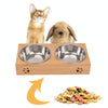 Bamboo Raised Pet Bowls with Stainless Steel Inserts, Small
