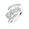 Fashion Elegant Adjustable Flowers with Diamond Forefinger Rings Women Jewelry