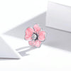 S925 Sterling Silver Pink Flower Beads DIY Bracelet Necklace Accessories