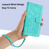 For iPhone XS Max Tulips Embossed Leather Phone Case with Lanyard(Green)