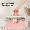 Cosmetics Storage Box Plastic Anti -Dust Transparent Desktop Medicine Box L Cream Color