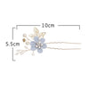 Fashion Flower Hair Combs Headdress Prom Bridal Wedding Hair Accessories Gold Leaves Hair Jewelry Hair Pins(Blue 1 flower)
