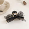 French Style Hairpin Gripper Mesh Lace Bowknot Rhinestone Hairpin(Black)