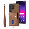 For Samsung Galaxy S25 Ultra 5G Retro Card Wallet Fold Leather Phone Case with Strap(Brown)