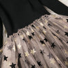 Autumn Girls Star Pattern Lace Sequins Long Sleeve Tutu Dress, Kid Size:140cm(Black)