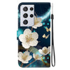 For Samsung Galaxy S21 Ultra 5G Crystal Texture Colored Drawing Leather Phone Case(Magnolia)